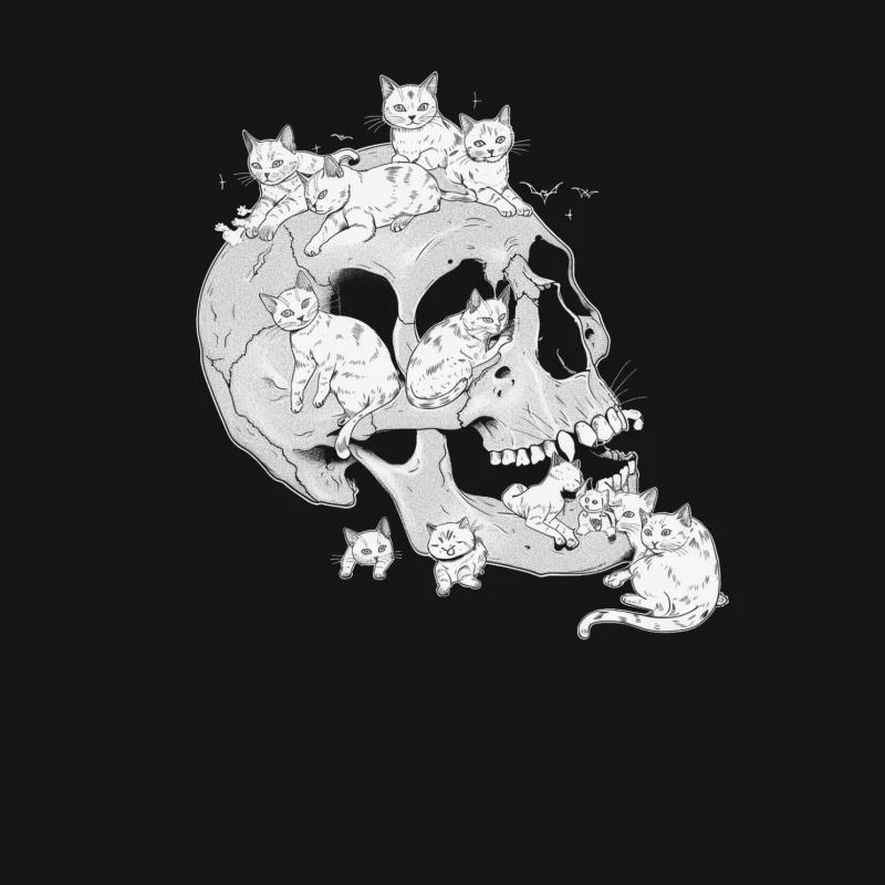 cats skull drawing sketch surreal monochrome Male T-Shirt