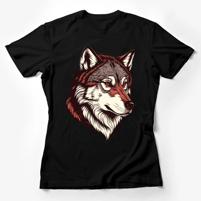 Wolf animal wildlife predator illustration art canine Female T-Shirt