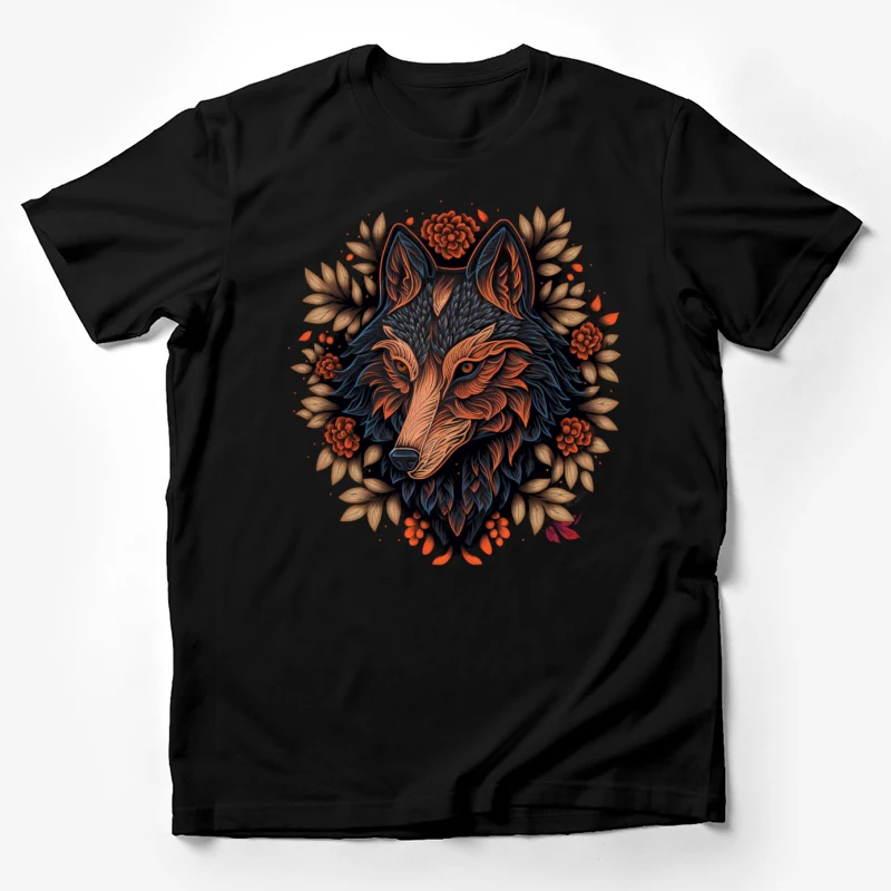 Wolf illustration floral nature-inspired wildlife art Male T-Shirt