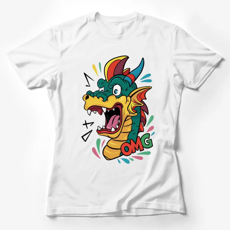 cartoon dragon colorful expressive OMG comic style animated character fantasy creature Female T-Shirt