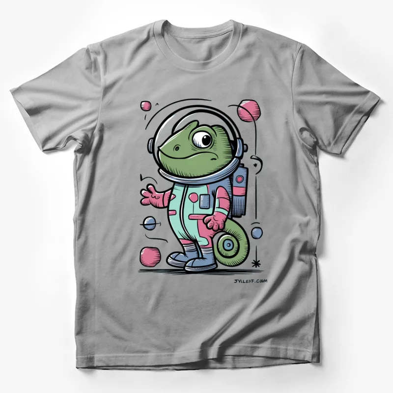 chameleon astronaut space cartoon illustration cute colorful whimsical Male T-Shirt