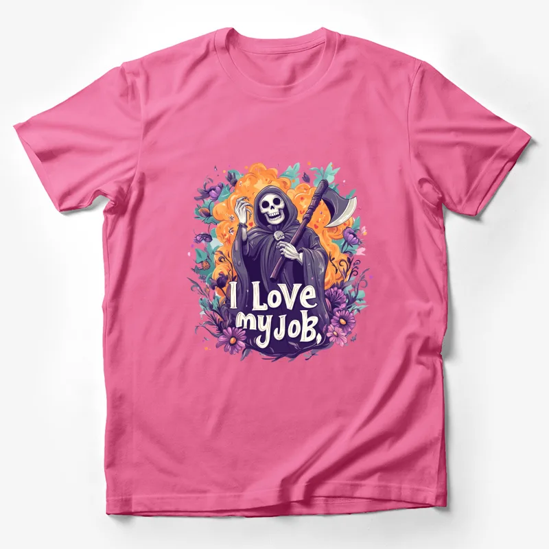 Colorful Grim Reaper's Ironic Job Satisfaction Male T-Shirt