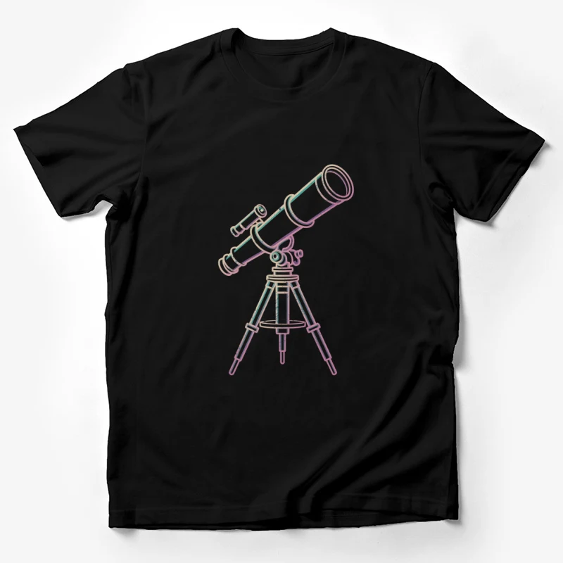 Astronomical Telescope Sketch: Stargazing Equipment for Scientific Observation Male T-Shirt