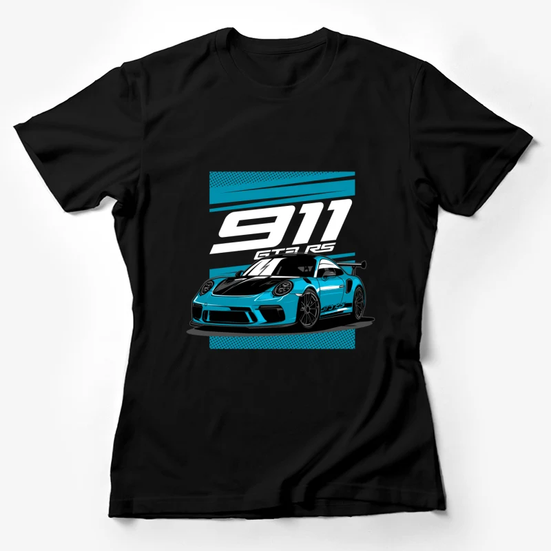 sports car Porsche GT3 RS turquoise racing luxury vehicle automotive illustration Female T-Shirt