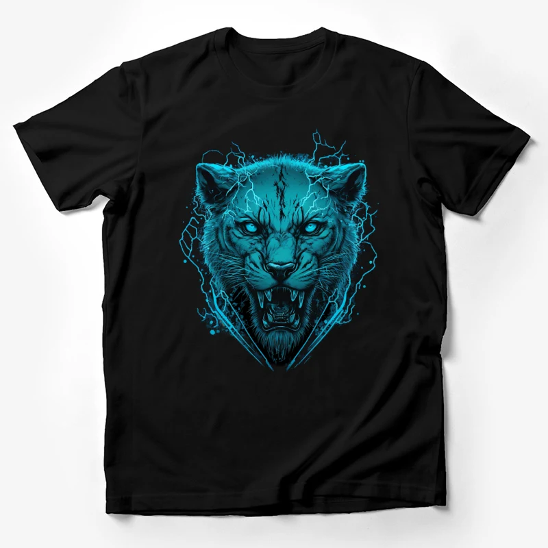 Lioness animal art blue fierce digital illustration fantasy wildlife Male T-Shirt