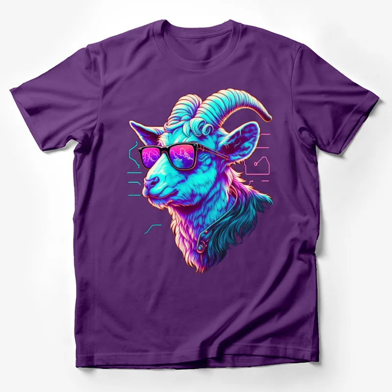 Goat colorful sunglasses portrait digital art vibrant pop art Male T-Shirt