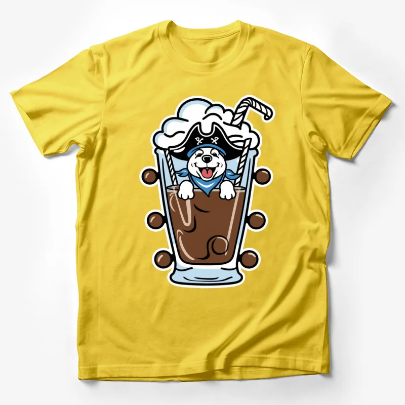 cartoon dog pirate milkshake drink cute funny masco Male T-Shirt