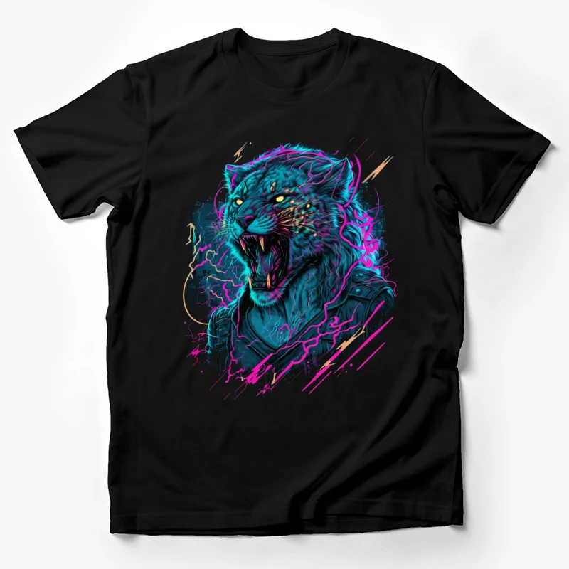 Tiger neon colors fierce illustration abstract wildlife artistic Male T-Shirt