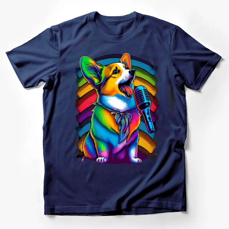 Colorful corgi singing dog vibrant artwork pop art style abstract Male T-Shirt