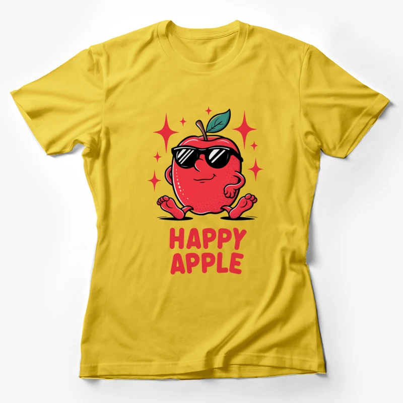 cartoon apple sunglasses happy fruit illustration cool masco Female T-Shirt