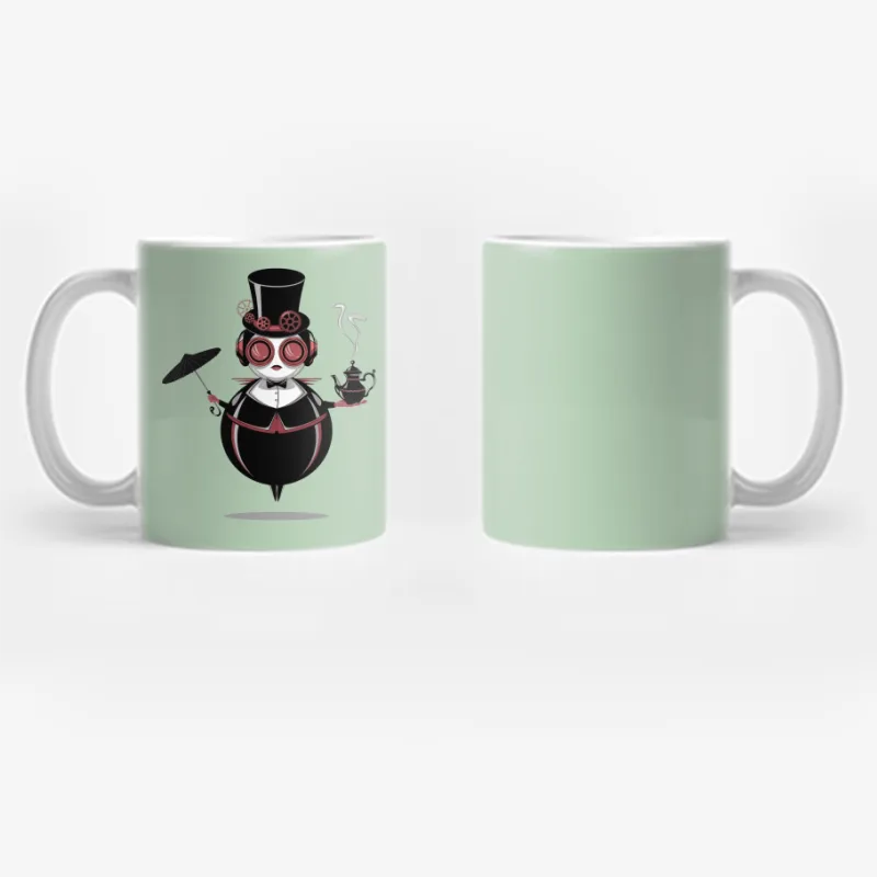 Victorian Steampunk Character with Teapot and Umbrella Coffee Mug