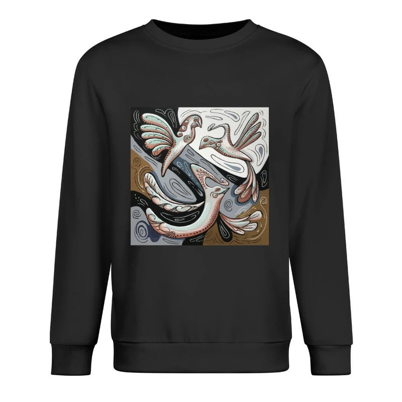 Swirling Abstract Bird: A Pastel-Hued Modern Artwork Male Pullover Sweatshirt