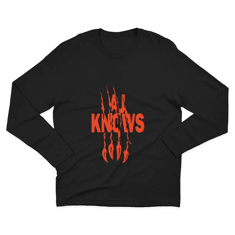 Fiery Red Typography: Abstract Slogan Design Male Long Sleeve T-Shirt