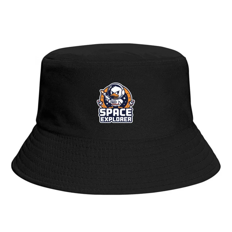 Cute Duck Astronaut Space Explorer Logo Bucket Hat