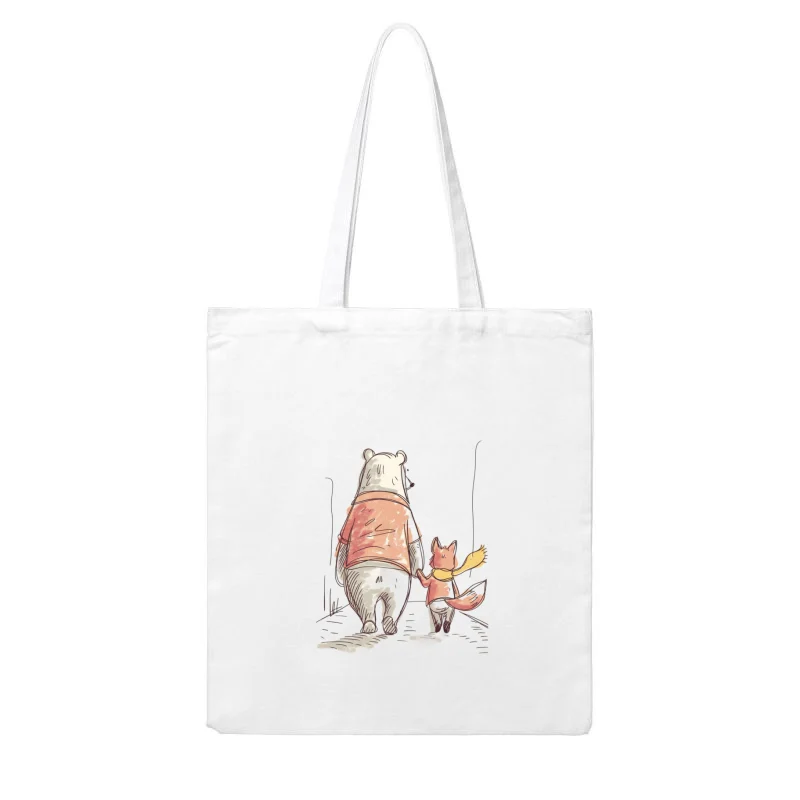 Classic Winnie the Pooh and Piglet Illustration: A Walk of Friendship Cotton Tote Bag