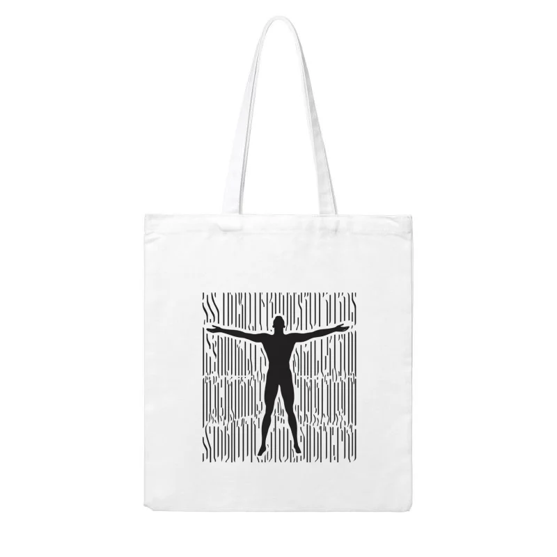 Silhouetted Figure with Outstretched Arms on Abstract Striped Background Cotton Tote Bag