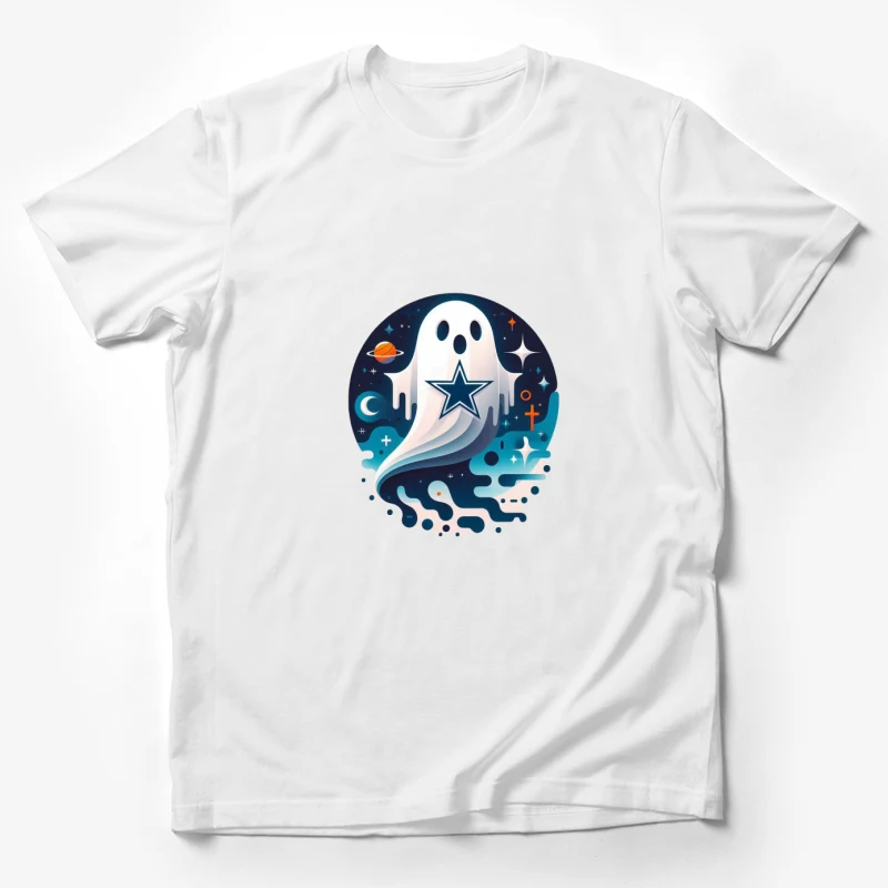 Free Dallas Cowboys Fan Ghost halloween cosmic spooky illustration Male T-Shirt