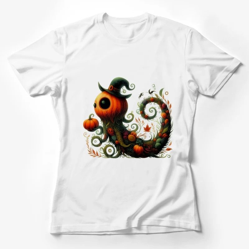 Halloween pumpkin witch hat autumn fantasy illustration whimsical surreal Female T-Shirt