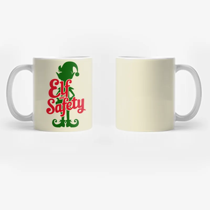 Christmas Elf Safety Logo Typography Design Coffee Mug
