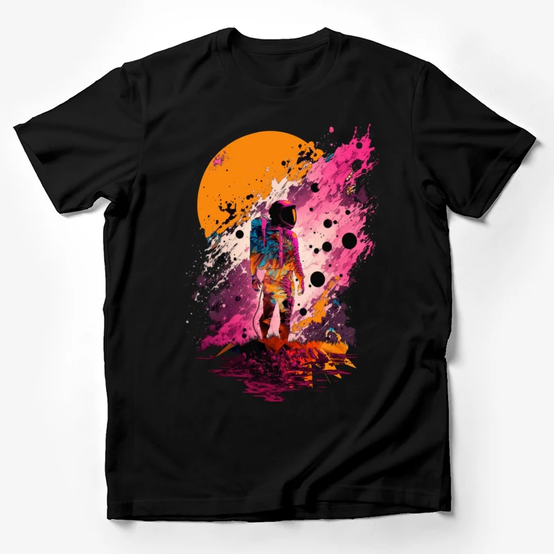 Space suit astronaut abstract art colorful splatter paint surreal cosmic Male T-Shirt