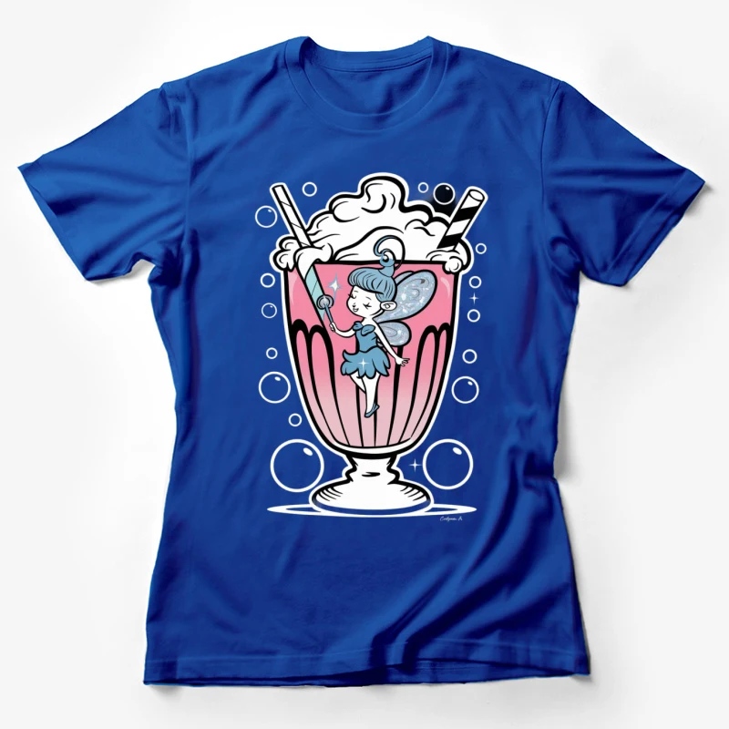 cartoon fairy milkshake drink illustration fantasy whimsical cute Female T-Shirt