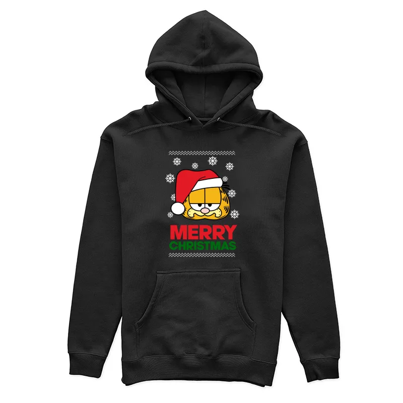 Garfield's Christmas Greeting with Santa Hat Female Pullover Hoodie