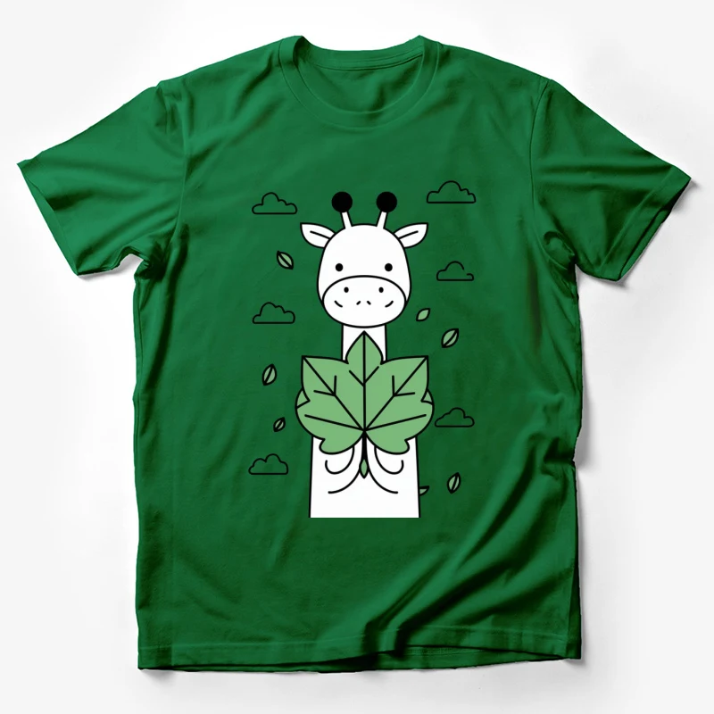 iraffe cartoon leaf clouds nature cute simple illustration Male T-Shirt