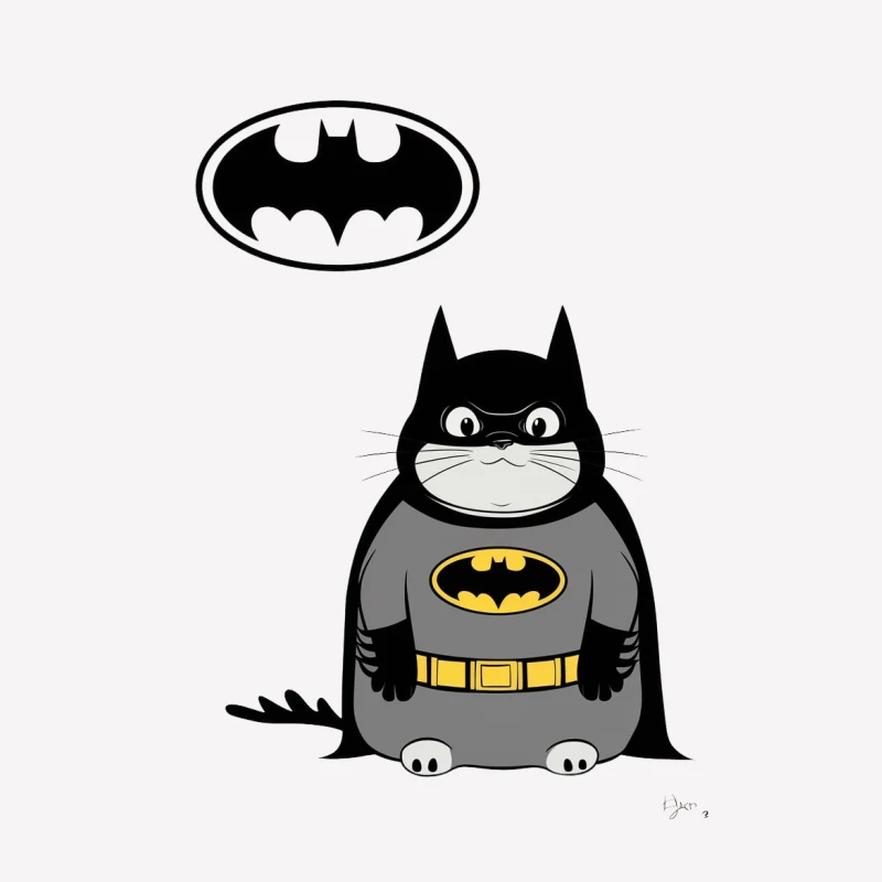 Batman cat cartoon superhero humor parody logo illustration Male T-Shirt