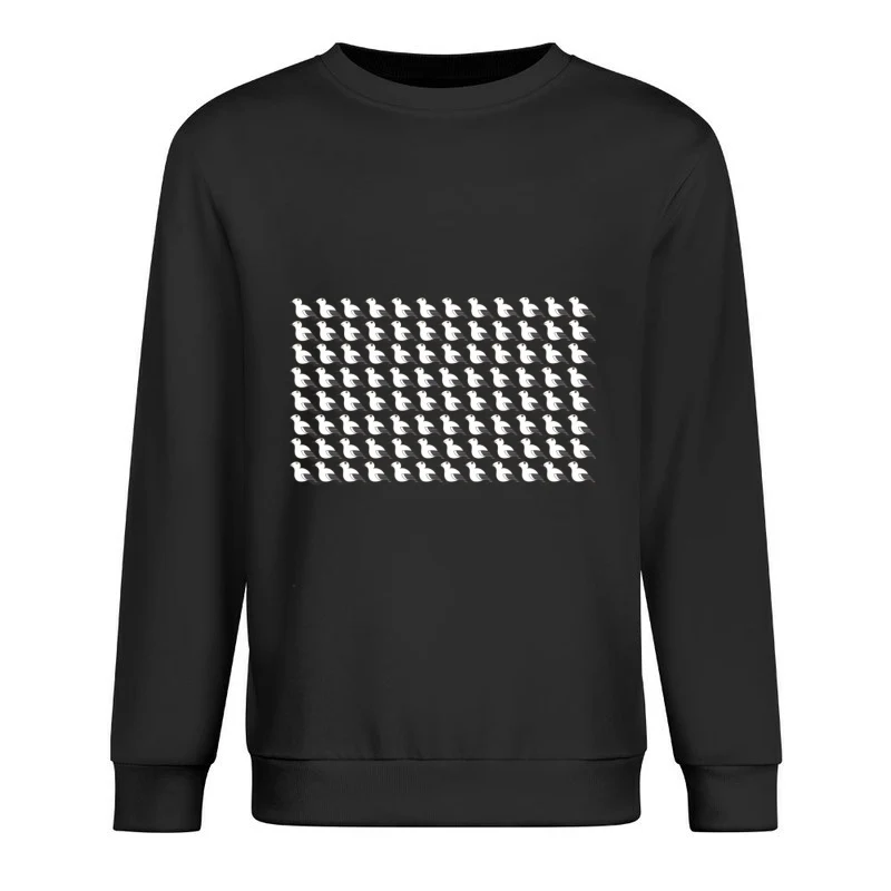 Minimalist Seagull Pattern: Repetitive Black and White Bird Illustration Male Pullover Sweatshirt