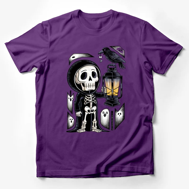 skeleton lantern raven ghost spooky halloween gothic Male T-Shirt