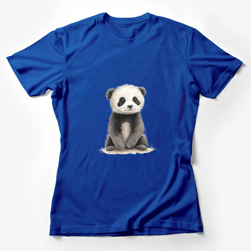 panda cute illustration animal drawing wildlife baby animal Female T-Shirt