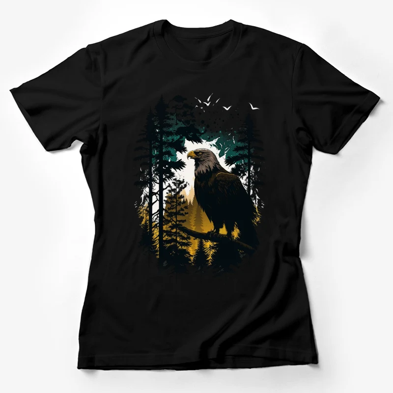 Eagle forest nature wildlife silhouette trees artistic Female T-Shirt