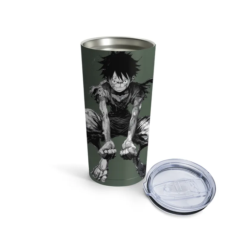 Gritty Manga Hero: Resilient Warrior in Tattered Garb Travel Mug