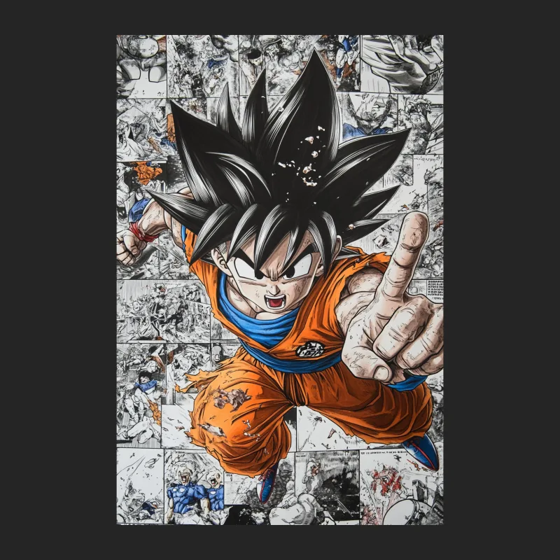 Dynamic Dragon Ball Goku Action Shot Against Manga Background Female Pullover Sweatshirt