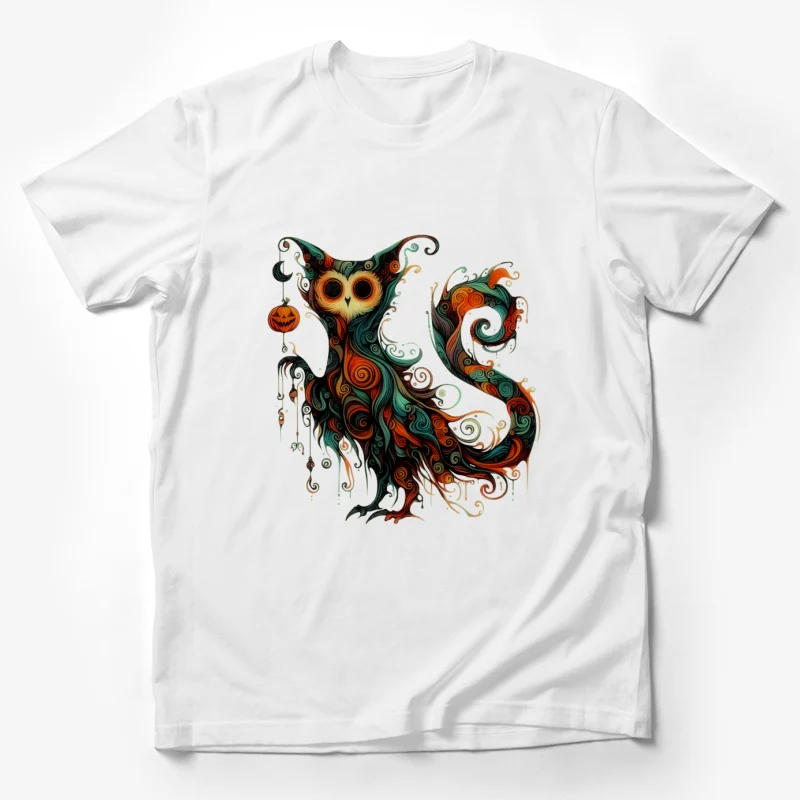 owl Halloween art illustration fantasy swirls colorful ornate Male T-Shirt