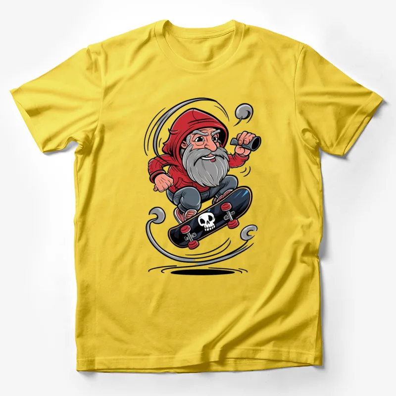 nome skateboard cartoon character red hat beard comic style skull design action pose Male T-Shirt