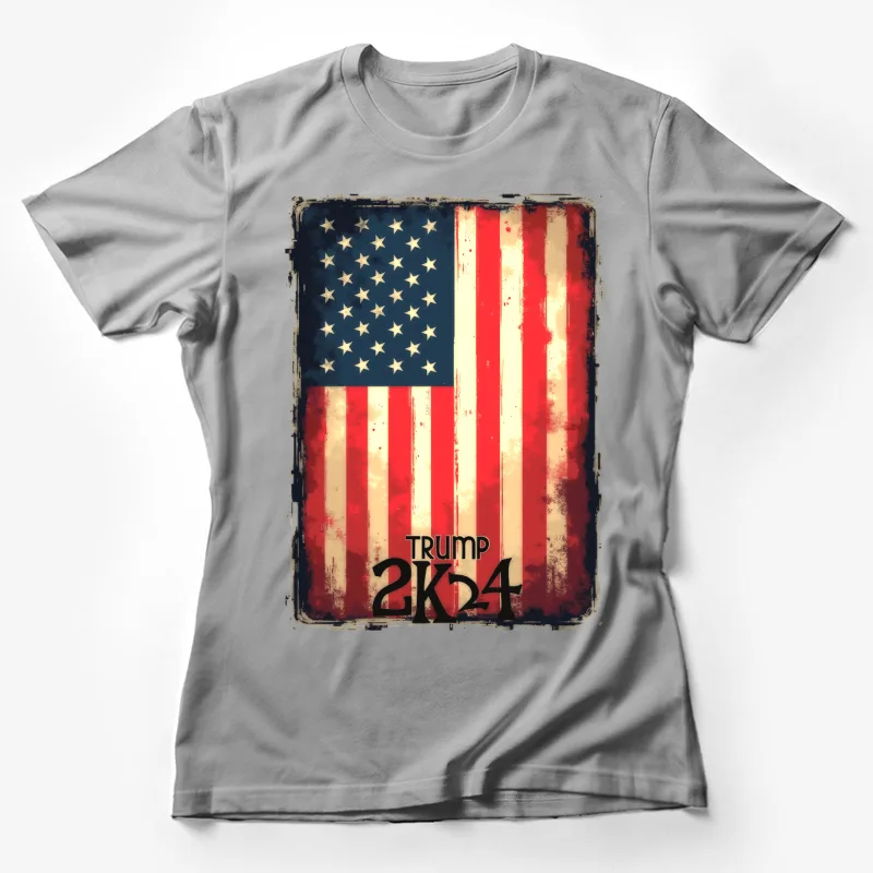 American flag Trump 2024 political poster vintage style patriotic election campaign distressed texture Female T-Shirt