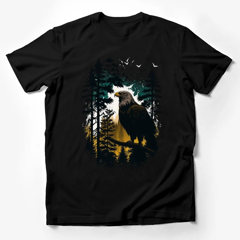 Eagle forest nature wildlife silhouette trees artistic Male T-Shirt