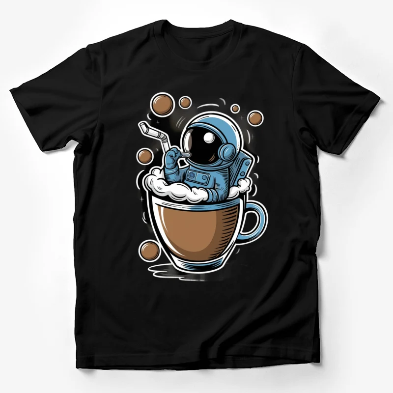 stronaut coffee cup space illustration cartoon cute cosmic caffeine Male T-Shirt