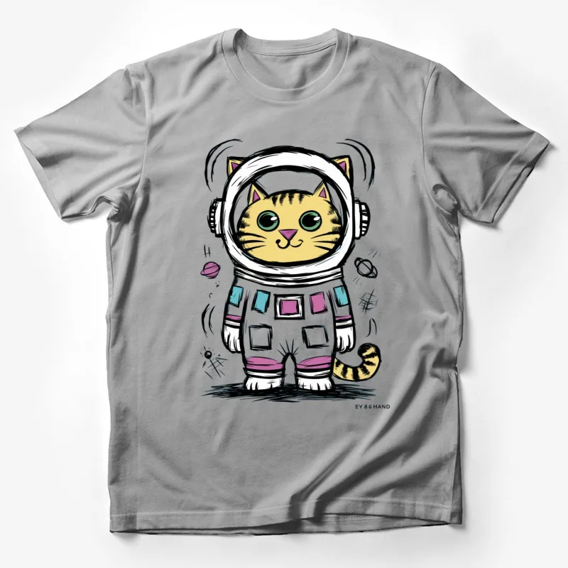 cartoon cat astronaut space suit cute illustration whimsical colorful doodle Male T-Shirt