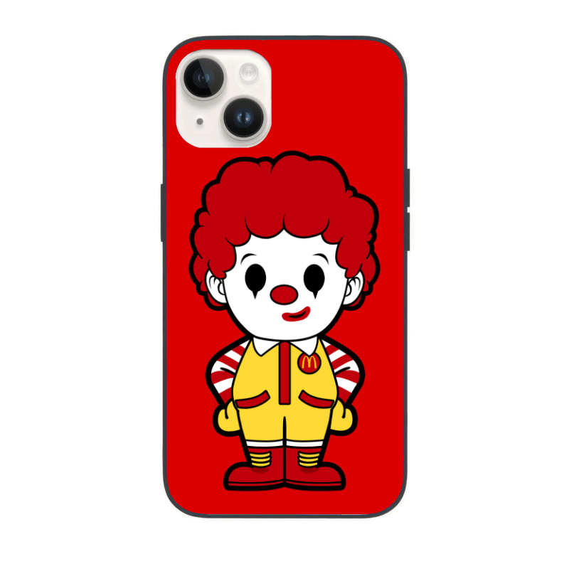 Cartoon Clown Mascot in Yellow Outfit with Red Hair iPhone Case