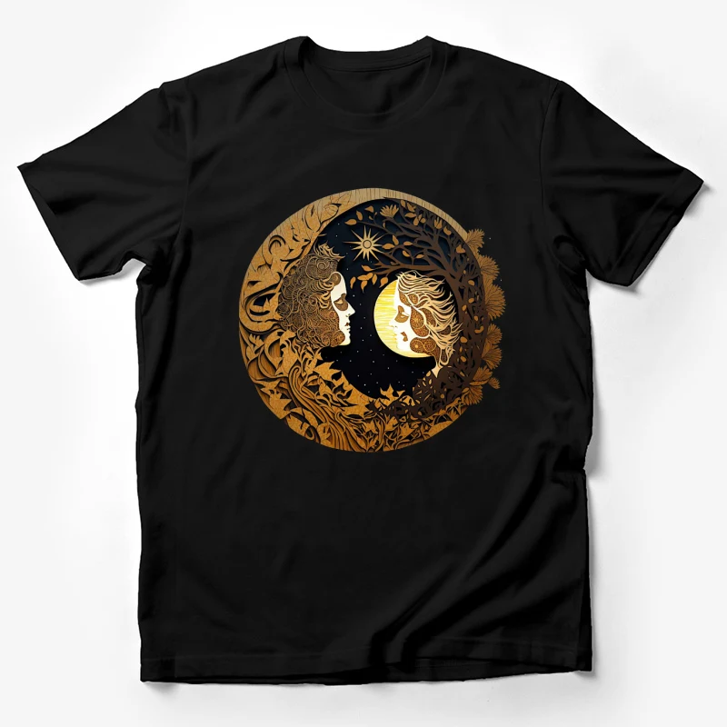 Sun and moon celestial yin and yang circle decorative Male T-Shirt