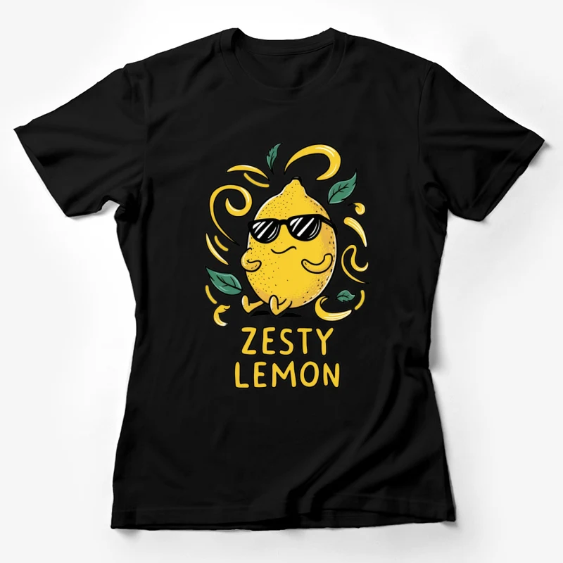 cartoon lemon sunglasses zesty fruit illustration cool tropical Female T-Shirt