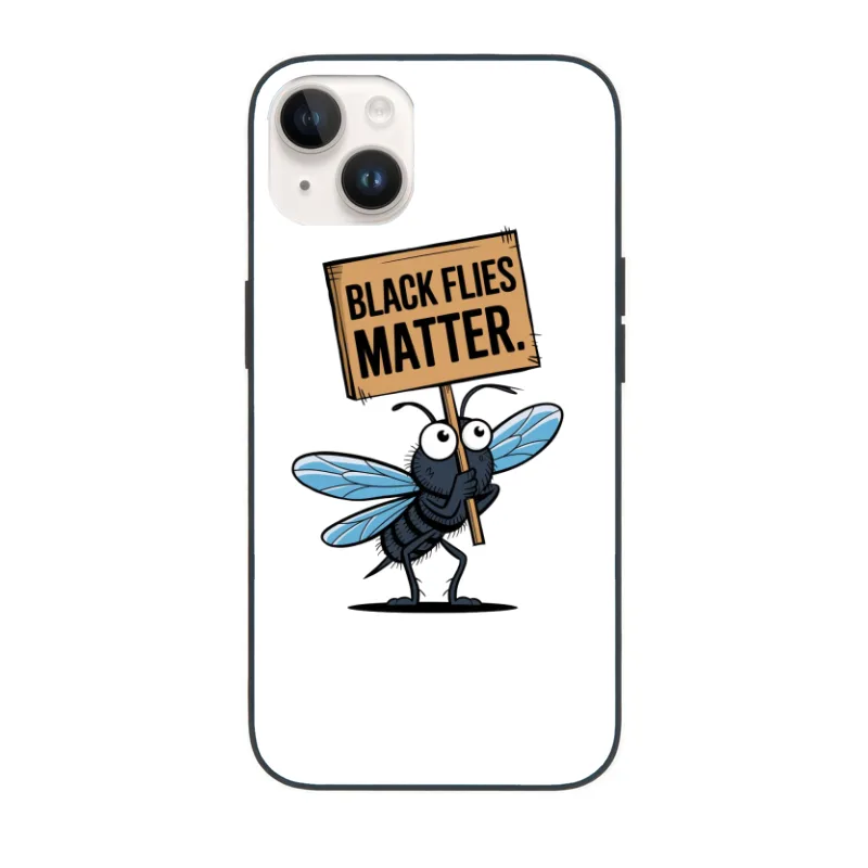 Cartoon Fly Holding "Black Flies Matter" Protest Sign iPhone Case