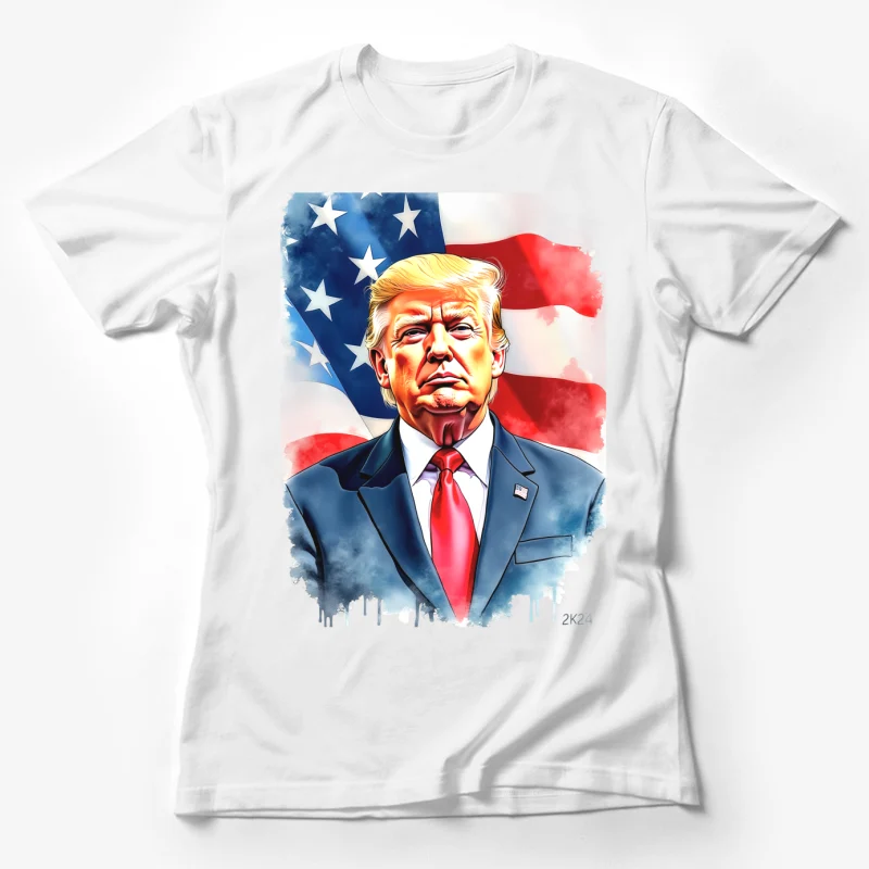 US flag politician presidential portrait patriotic American politics illustration Female T-Shirt