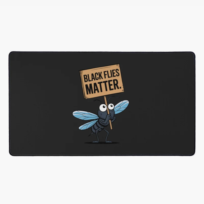 Cartoon Fly Holding "Black Flies Matter" Protest Sign Desk Mat