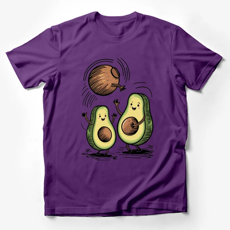 vocado cartoon cute fruit illustration anthropomorphic playful food Male T-Shirt