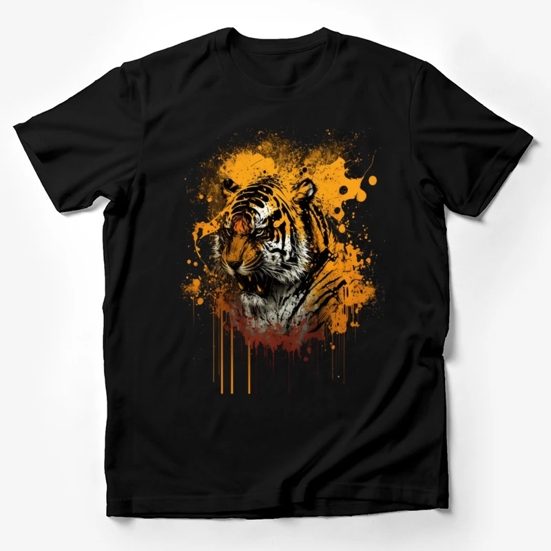 Tiger art abstract splash animal wildlife orange painting Male T-Shirt