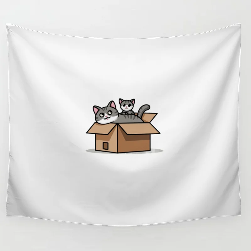 Cute Cartoon Cats in a Box Tapestry