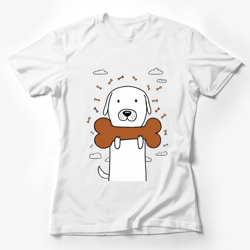 cartoon dog bone cute illustration clouds simple drawing dog treats animal sketch playful Female T-Shirt